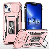 Phone Cases Designed for iPhone 14 Plus Case with Slide Camera Cover Ring Stand Magnetic Kickstand ip14 i14 i x14 Fourteen 14+ 14S + Plus 14plus Phone Case Cove Black