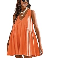 Athlisan Womens Summer Sleeveless Mini Dress Casual Loose V Neck Sundress with Pockets