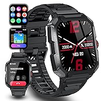Military Smart Watch Men IP68 Waterproof Smart Watches with 1.85 Inch Touch Screen 400mAh Battery Fitness Detector Heart Rate Sports Tracker Tactical Smartwatch for iOS Android 47