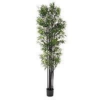 Bamboo Artificial Tree - 72-Inch Potted Faux Plant with Black Trunks and Natural Feel Leaves - Realistic Indoor Office or Home Decor by Pure Garden