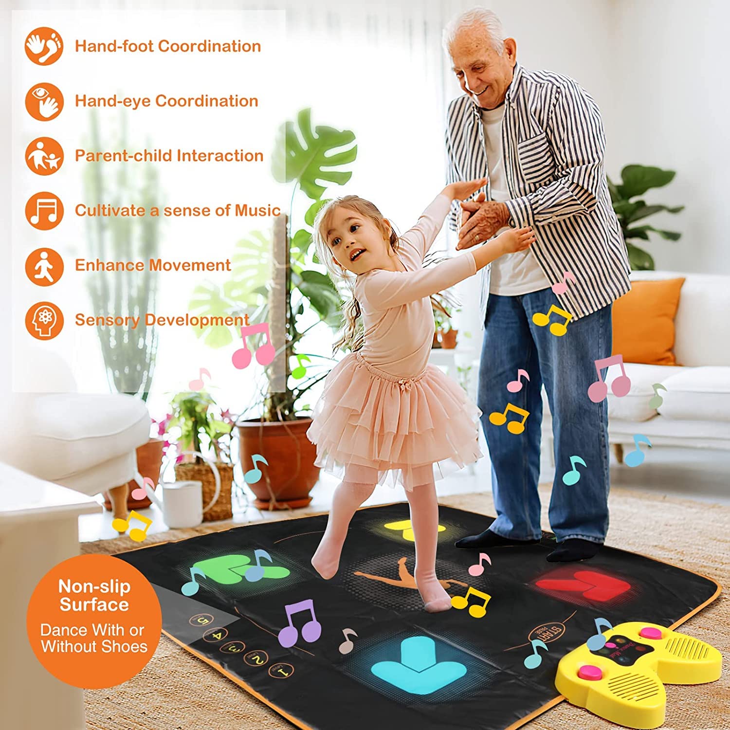 Dance Mat Toys for Kids Ages 4-12, Dance Pad with Light-up 4 Buttons, Wireless Bluetooth, AUX, Built-in Music, 4 Game Modes, 5 Challenge Levels | Christmas Birthday Gift for 4 5 6 7 8+ Year Old Girls