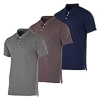 3 Pack: Men's Jersey Cotton Short Sleeve Polo Shirt - Breathable Performance Polo (Available in Big & Tall)