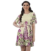 Moss Georgette Bell Sleeves Short A-Line Printed Summer Dress for Women