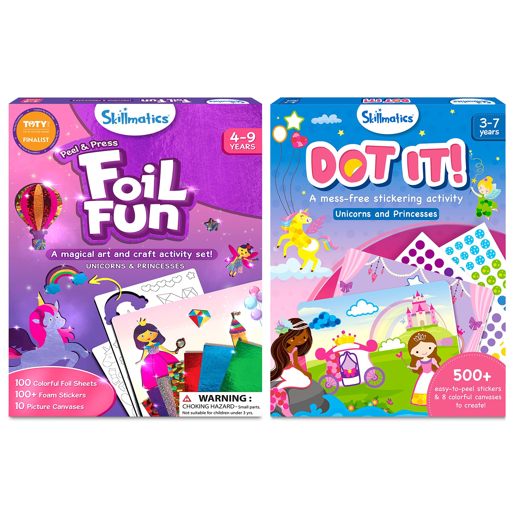 Skillmatics Foil Fun & Dot It Unicorns & Princesses Theme Bundle, Art & Craft Kits, DIY Activities for Kids