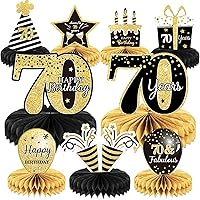 9 Pieces 70th Birthday Decoration 70th Birthday Centerpieces for Tables Decorations Cheers to 70 Years Honeycomb Table Topper for Men and Women Seventy Years Birthday Party Decoration Supplies(70th)