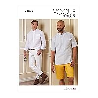 Vogue Men's Fitted Shirt, Shorts, and Mid-Rise Jeans Sewing Pattern Kit, Design Code V1895, Sizes 40-42-44-46
