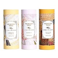 3 Pack, Scented Talc-Free Body Powder, Includes French Vanilla, Camille, and Tuscan Honey Perfumed Dusting Powders, Camille Beckman, 3 oz Each