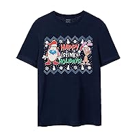 Nickelodeon Ren & Stimpy Mens Christmas T-Shirt | Adults Happy Stinky Holidays Festive Graphic Tee | Short Sleeve Top