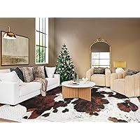 Faux Cowhide Rug 10x8 Ft Large Cow Hide Rug Rustic Chic Cow Rug Western Rugs for Bedroom Living Room Dining Room Brown Animal Rugs Cow Print Non Slip (120'' x 96''/10 x 8 ft, Tricolor-Cow)