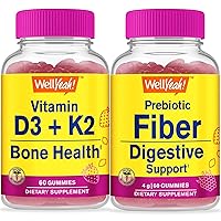 Vitamin D3 + K2 + Prebiotic Fiber, Gummies Bundle - Great Tasting, Vitamin Supplement, Gluten Free, GMO Free, Chewable Gummy