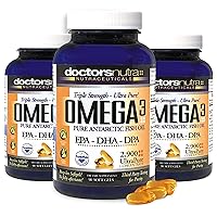 (Pack of 3) Natural Wild Omega 3 Fish Oil DPA Supplement 2,900 Milligrams Triple Strength Ultra Pure Concentrated, EPA-DPA-DHA, SoftGels with no Fish-Tasting Burps