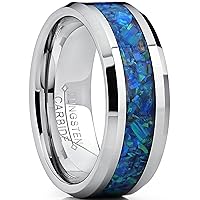 Metal Masters Co. Tungsten Carbide Created Blue Green Opal Inlay 1/3