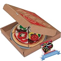Pizza: Felt Play Food Set & 1 Me l i ssa & Doug Scratch Art Mini-Pad Bundle (03974)