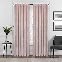 Eclipse Harper Velvet Rod Pocket Curtains for Bedroom, Single Panel, 50 in x 108 in, Blush