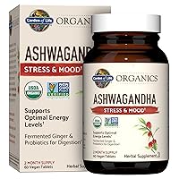 Garden of Life Organics Ashwagandha Stress, Mood & Energy Support Supplement with Probiotics & Ginger Root for Digestion - Vegan, Gluten Free, Non GMO – 2 Month Supply, 60 Tablets