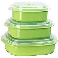Reston Lloyd Microwave Storage, Adjustable Vent on Lids Cookware Set, Multiple Sizes, Lime