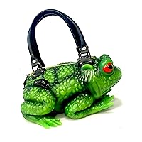 Green Glow in the Dark Toad with Red Eyes - Bag Purse Satchel Handbag Crossbody Witch Frog Cottagecore Goblincore Dark Gothic Aesthetic