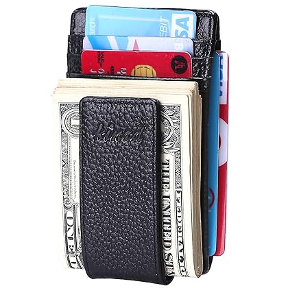 kinzd Money Clip, Front Pocket Wallet, Leather RFID Blocking Strong Magnet thin Wallet