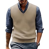PJ PAUL JONES Mens Sweater Vest Wool Blended Knitted Vest Sweaters V-Neck Sleeveless Pullover Vests