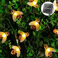 Solar Bee String Lights Outdoor 31 Feet 50 Led Honeybee Fairy Lights with 8 Lighting Modes, Waterproof Solar Bumble Bee Lights for Patio Yard Garden Grass Wedding Christmas Party Decor (Warm White)
