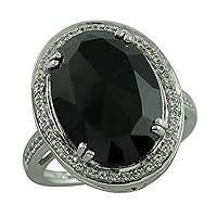Carillon Stunning Black Spinel Oval Shape 18x13MM Natural Earth Mined Gemstone 925 Sterling Silver Ring Wedding Jewelry for Women & Men