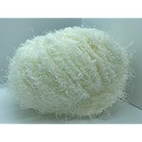 Polar Soft Cream - Ice Yarns Nylon Puffy Long and Short Eyelash Novelty Yarn - 50 Grams (1.76 Ounces) 55 Meters (60 Yards)