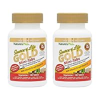 NaturesPlus Source of Life Gold Multivitamin - 180 Mini-Tabs, Pack of 2 - with Vitamins D3, B12 & K2 - Vegetarian & Gluten Free - 60 Total Servings