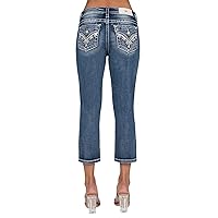 Miss Me Women's Geometric Chain Embellished Faux Flap Pocket Mid-Rise Capri