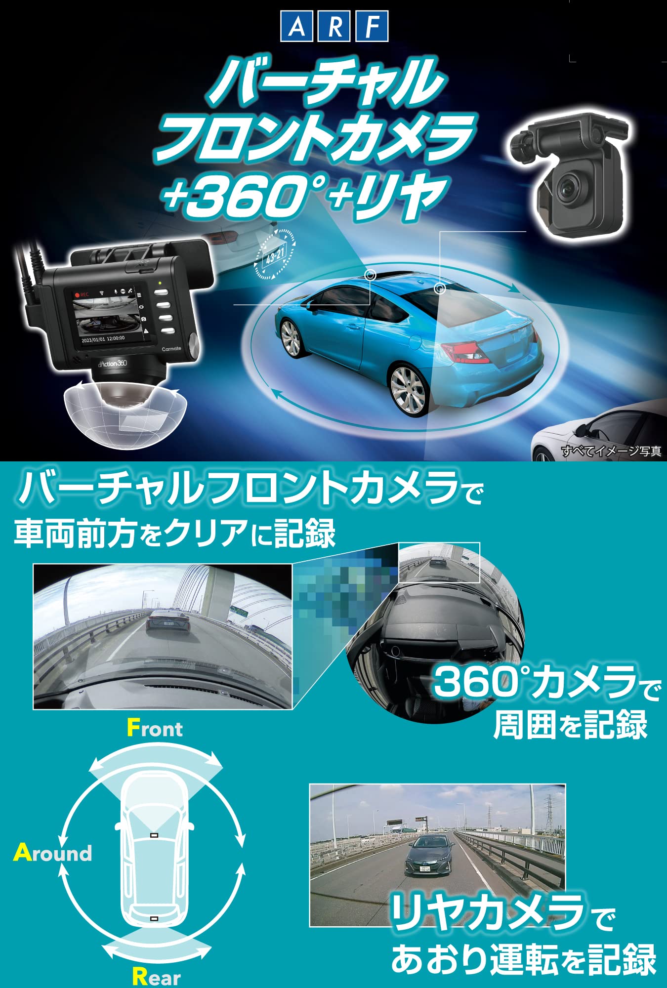 Mua Carmate DC3600R Dash Cam, ARF Front and Rear Camera, 360°, LCD ...