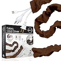 Cordinate Fabric Cord Cover, 2 Pack, 6 Ft, Cable Management and Hider, Easy Installation, Great for Lamps, Light Fixtures, and Desks, Chocolate Brown, 48657