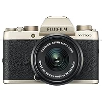 Fujifilm X-T100 Mirrorless Digital Camera w/XC15-45mmF3.5-5.6 OIS PZ Lens - Champagne Gold