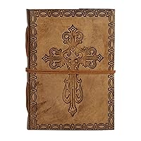 Wonderlist Handicrafts Leather Journal Vintage Bound Sketchbook Handmade Paper Notebook For Writing Book (CROSS), W3E4R, 7x5 inches