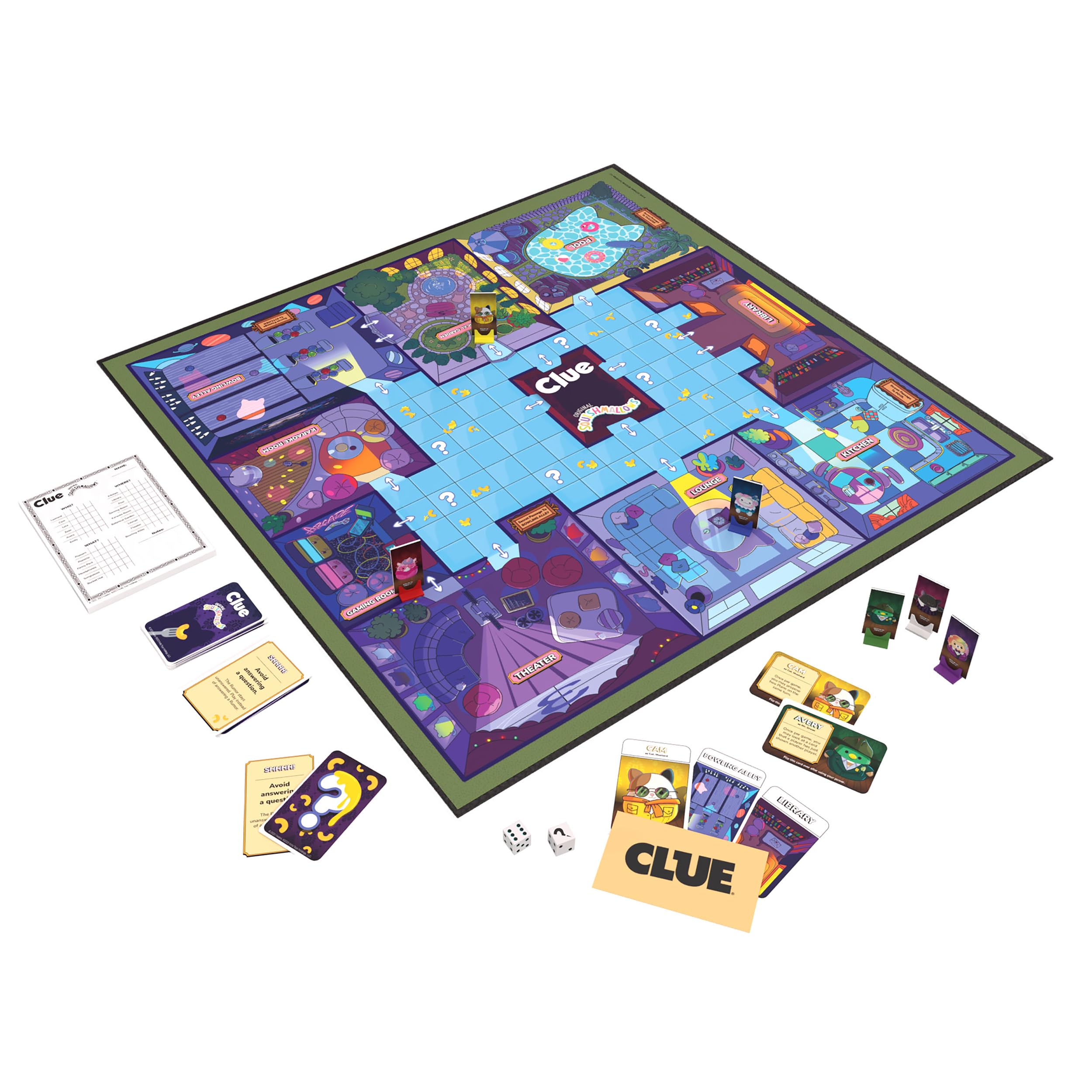 CLUE: Squishmallows Board Game| Official Squishmallows Merchandise | Collectible Clue Game Featuring Cam, Emily, Leonard, Lola and More