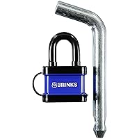 BRINKS - 40mm Laminated Steel Weather Resistant Padlock with Hitch Pin - Vinyl Wrapped and Chrome Plated with Hardened Steel Shackle, Brass