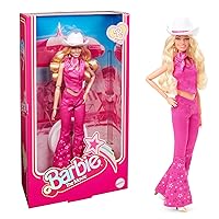 Barbie: The Movie Collectible Doll Margot Robbie as in Pink Western Outfit, Pink,silver