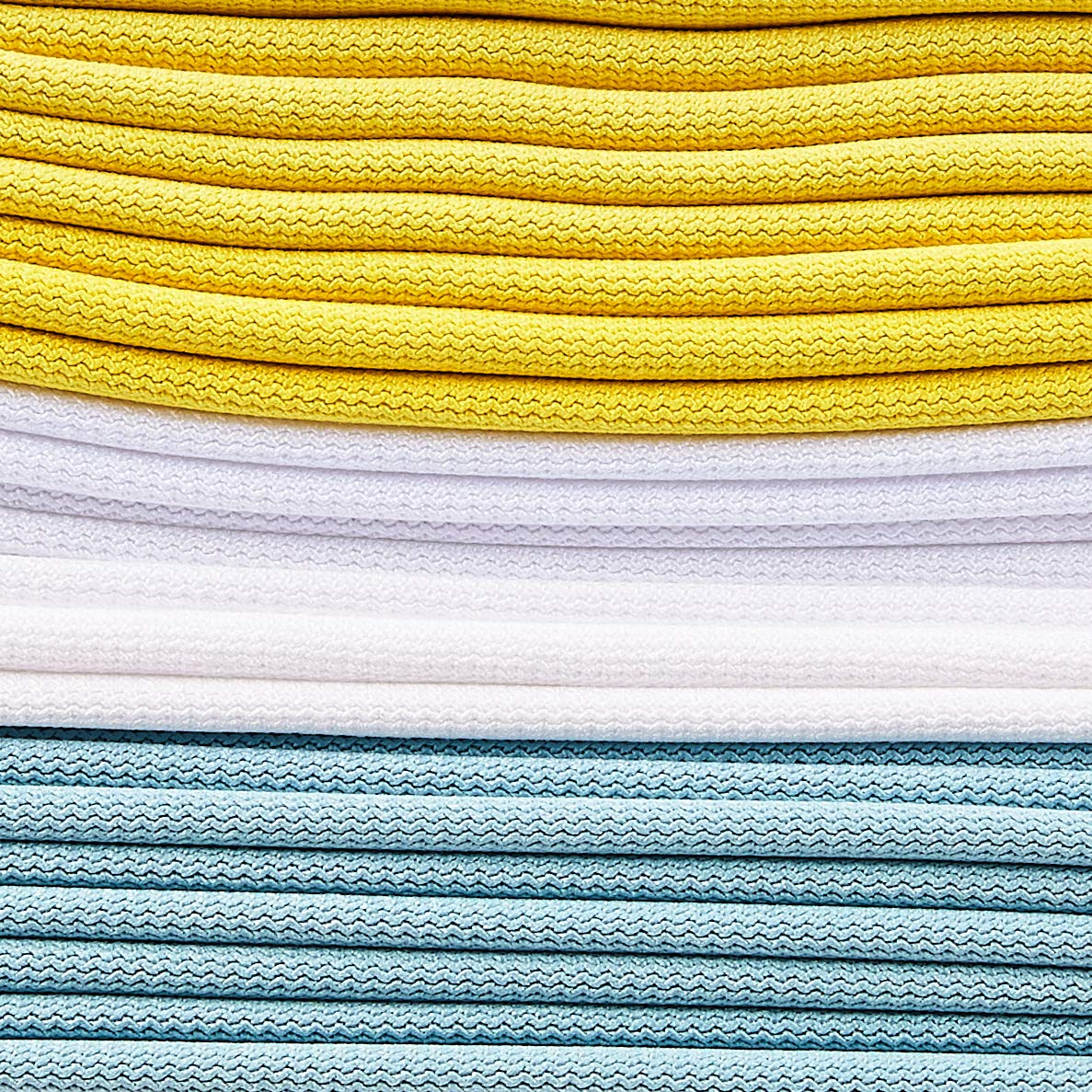 Amazon Basics Microfiber Glass Fabric Cleaning Cloth, Blue/Yellow/White, 24-Pack