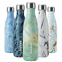 BJPKPK Insulated Water Bottles -17oz/500ml -Stainless Steel Water Bottles,Sports Water Bottles Keep Cold for 24 Hours and Hot for 12 Hours,BPA Free Water Bottle,Marble Jade