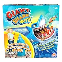Pressman Goliath Giant Shark Bite Game - Snag Fish from Shark Before He Jumps Up - Jumps Nearly 3 Feet - Ages 4 and Up, 2-4 Players, Blue Light, Small