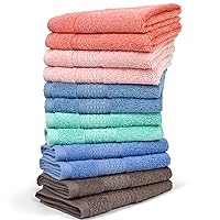 Cleanbear Wash Cloths 12 Pack for Body and Face, Bulk Wash Cloth with Assorted Colors Soft Washcloths 13 by 13 Inches (12 Pieces 6 Colors)