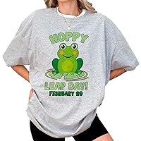 DuminApparel Hoppy Funny Frog Leap Day February 29 T-Shirt, Frog Leap Year Gift Shirt, Comfort Colors, Adults Youth and Toddlers T-Shirt Multi