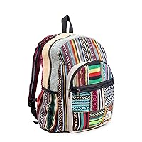 Large Hemp Backpack Bag - Multi Functional Pocket Knapsack Eco Friendly Unisex Hiking Casual Daypack Bag Durable Rucksack by Freakmandu