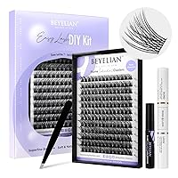 BEYELIAN Lash Extension Kit 168 Pcs Lash Clusters C Curl 10-16mm Lash Clusters Kit with Lash Bond and Seal and Remover Lash Applicator DIY Lash Kit Easy to Apply at Home (Style3,Black)