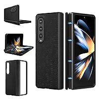 Case for Samsung Galaxy Z Fold 4 (2022) Magnetic Hinge Cover Protection, Slim Fit Hard PC + PU Protective Phone Case for Galaxy Z Fold4 5G - Black