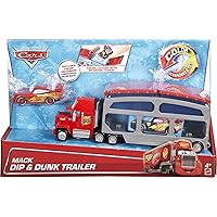 Mattel Disney and Pixar Cars Mack Toy Truck & Lightning McQueen Color-Change Car, Dip & Dunk Trailer with 2 Levels & 2 Water Tanks