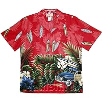 Tropical Surfboard Woodie Men's Hawaiian Aloha Cotton Shirt