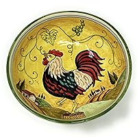 Italian Ceramic Small Bowl Decorated Rooster Tuscan Landscape Art Pottery Made in ITALY