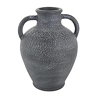 Deco 79 Ceramic Decorative Vase Whitewashed Textured Amphora Centerpiece Vase with 2 Handles, Flower Vase for Home Decoration 11