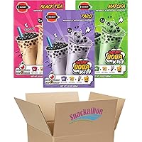 Instant Boba Bubble Pearl Milk Tea Kit with Boba, Straws Included, Variety (Taro, Black Tea, Matcha), 9 Total Servings