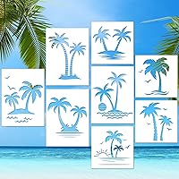 gisgfim 8Pcs Palm Trees Stencils Template Reusable Summer Beach Stencils for Painting on Wood Craft Canvas Walls Decorations DIY Projects Summer Chalk Stencils in Small & Large Sizes for Kids Toddlers