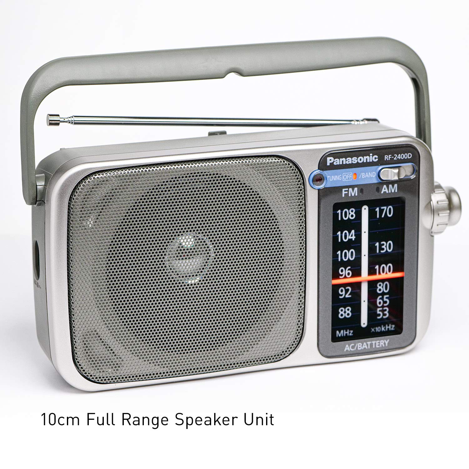Panasonic Portable AM / FM Radio, Battery Operated Analog Radio, AC Powered, Silver (RF-2400D) 22.8 x 7.8 x 10.8